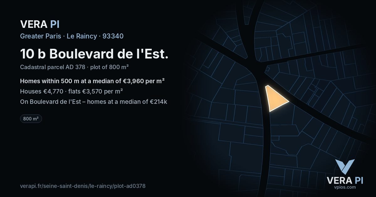 10 b Boulevard de l'Est, Le Raincy at night – the plot lit, the parcels around coloured by the prices near them