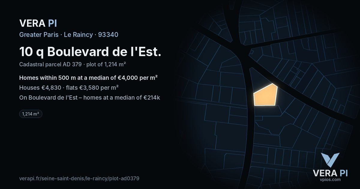 10 q Boulevard de l'Est, Le Raincy at night – the plot lit, the parcels around coloured by the prices near them