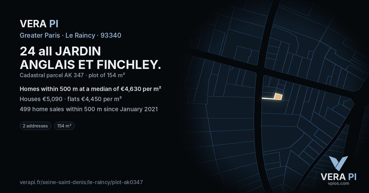 24 all JARDIN ANGLAIS ET FINCHLEY, Le Raincy at night – the plot lit, the parcels around coloured by the prices near them