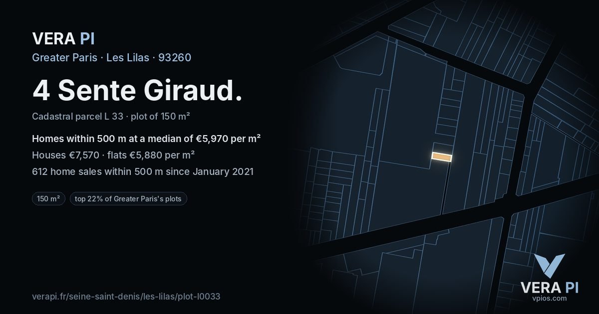 4 Sente Giraud, Les Lilas at night – the plot lit, the parcels around coloured by the prices near them