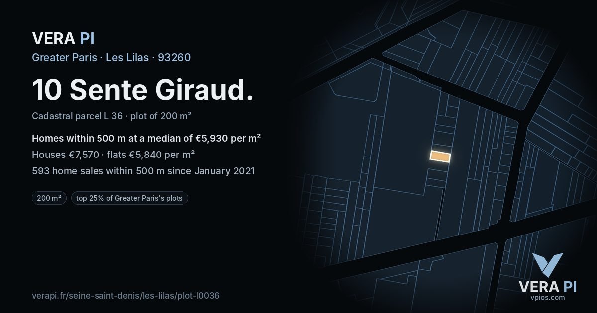 10 Sente Giraud, Les Lilas at night – the plot lit, the parcels around coloured by the prices near them