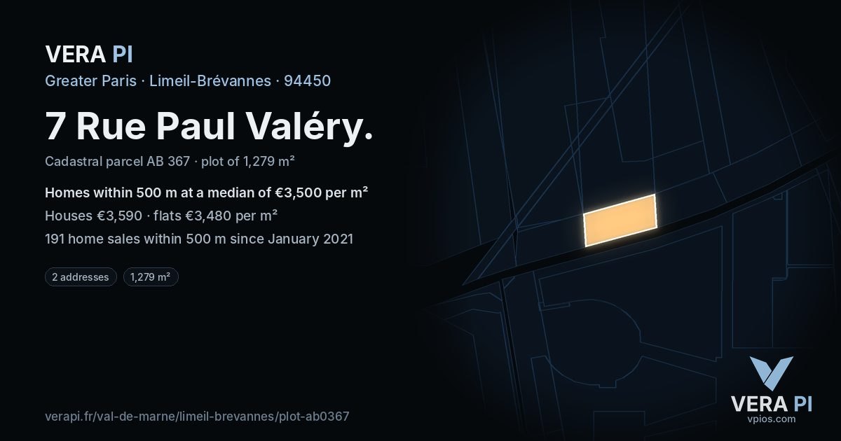 7 Rue Paul Valéry, Limeil-Brévannes at night – the plot lit, the parcels around coloured by the prices near them