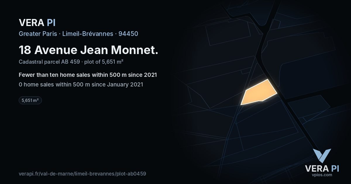 18 Avenue Jean Monnet, Limeil-Brévannes at night – the plot lit, the parcels around coloured by the prices near them