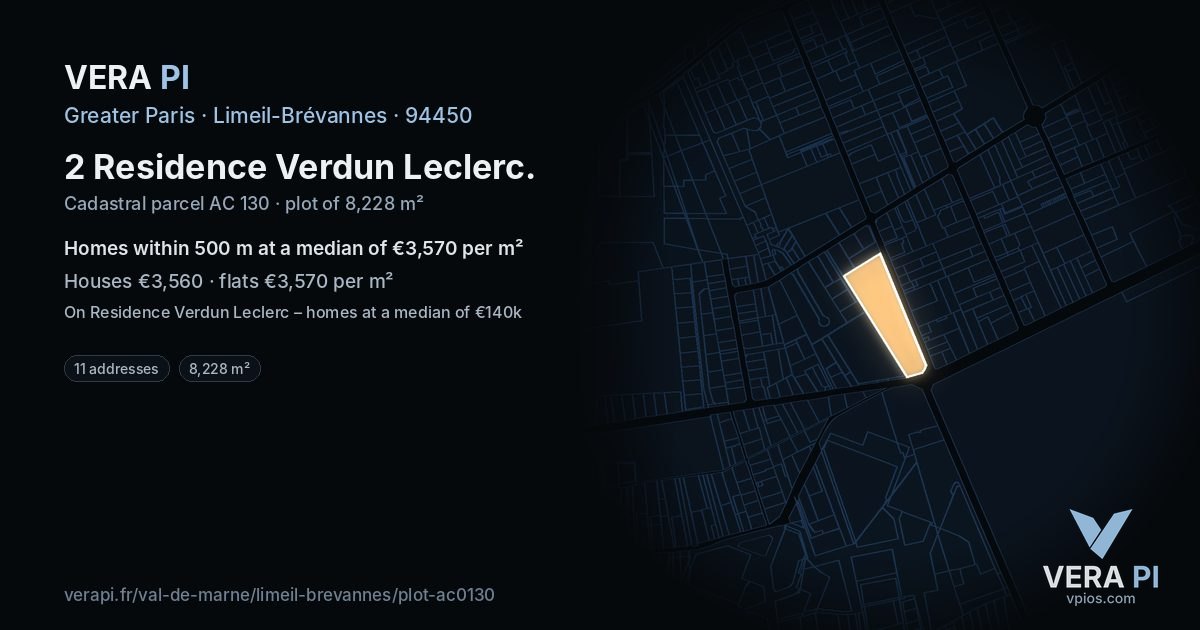 2 Residence Verdun Leclerc, Limeil-Brévannes at night – the plot lit, the parcels around coloured by the prices near them