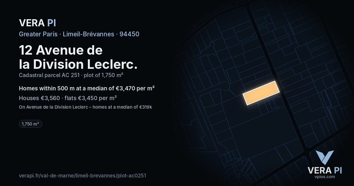 12 Avenue de la Division Leclerc, Limeil-Brévannes at night – the plot lit, the parcels around coloured by the prices near them