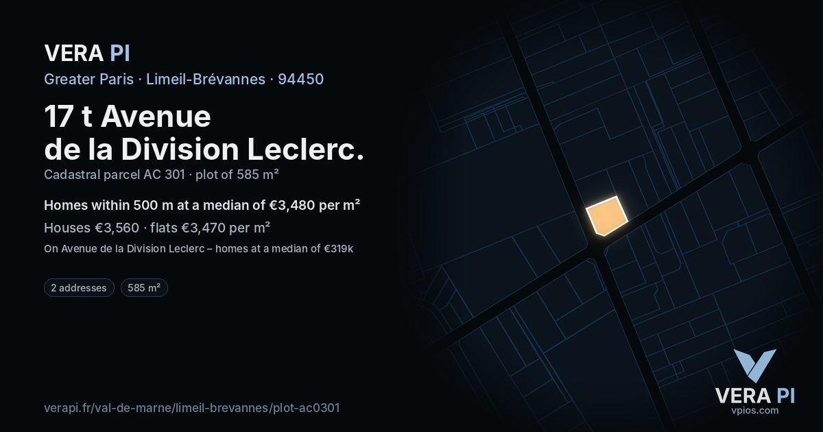 17 t Avenue de la Division Leclerc, Limeil-Brévannes at night – the plot lit, the parcels around coloured by the prices near them
