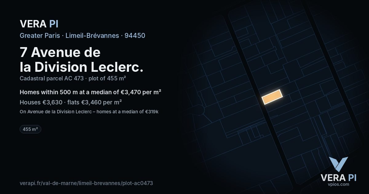 7 Avenue de la Division Leclerc, Limeil-Brévannes at night – the plot lit, the parcels around coloured by the prices near them