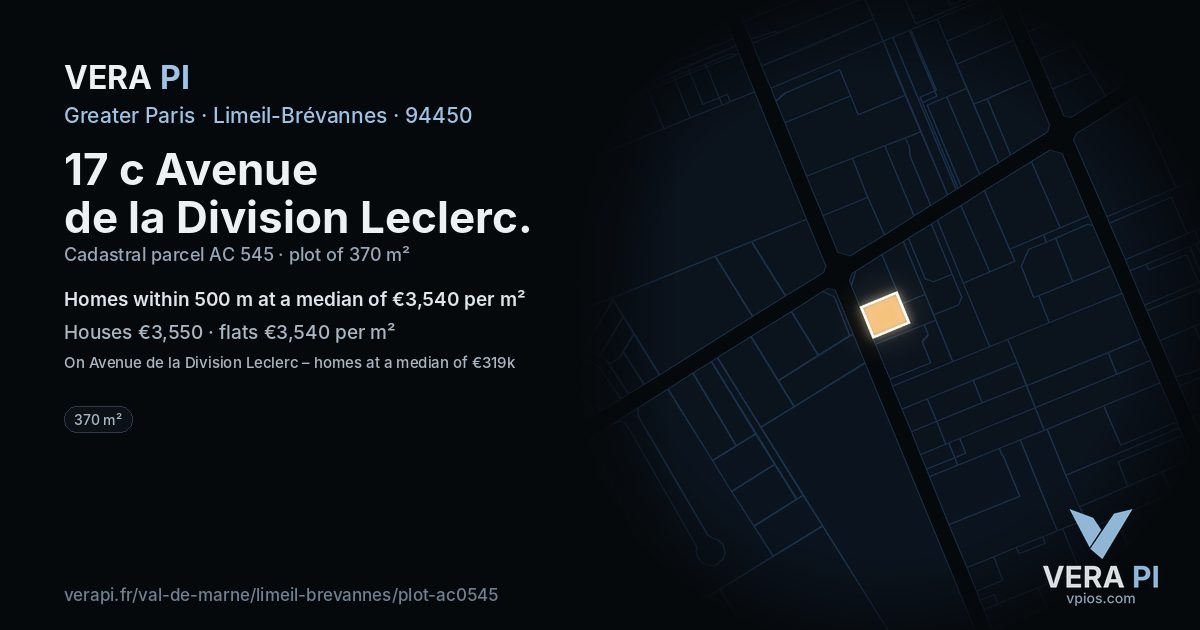 17 c Avenue de la Division Leclerc, Limeil-Brévannes at night – the plot lit, the parcels around coloured by the prices near them