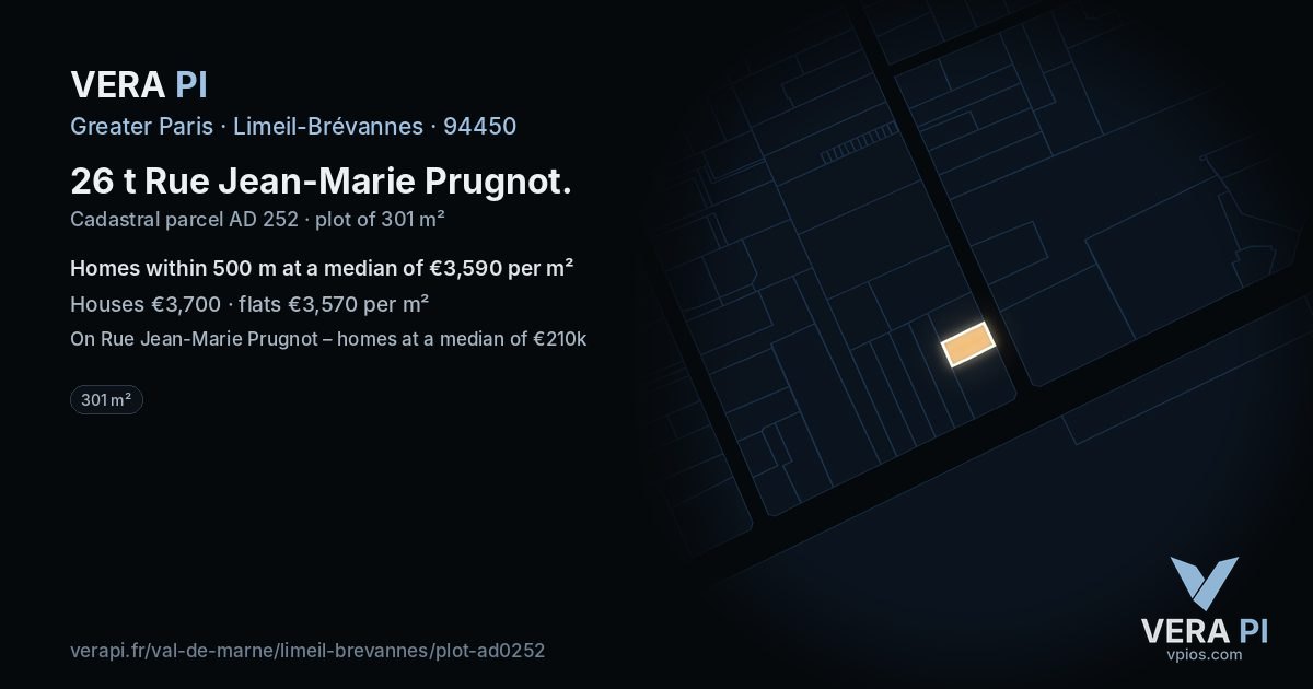 26 t Rue Jean-Marie Prugnot, Limeil-Brévannes at night – the plot lit, the parcels around coloured by the prices near them