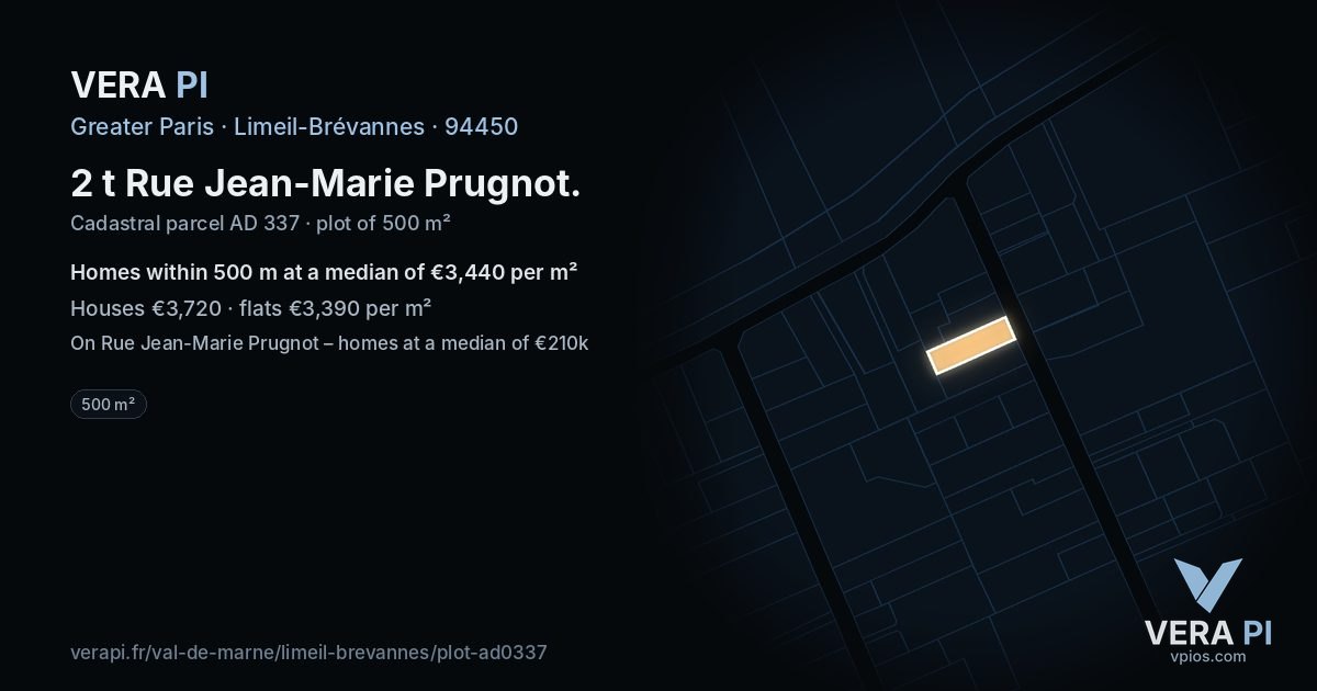 2 t Rue Jean-Marie Prugnot, Limeil-Brévannes at night – the plot lit, the parcels around coloured by the prices near them