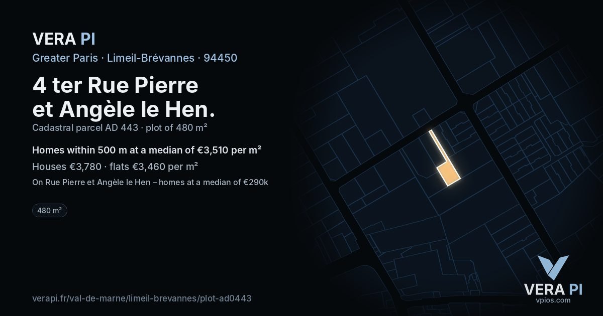 4 ter Rue Pierre et Angèle le Hen, Limeil-Brévannes at night – the plot lit, the parcels around coloured by the prices near them