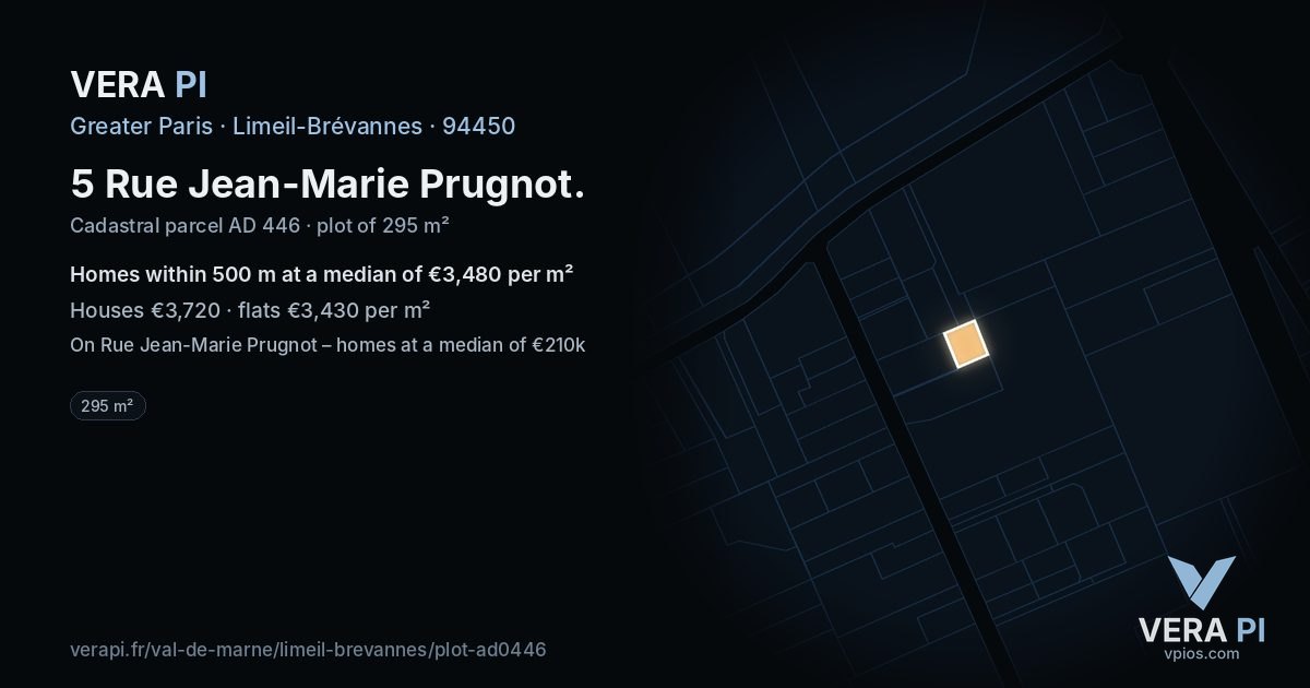 5 Rue Jean-Marie Prugnot, Limeil-Brévannes at night – the plot lit, the parcels around coloured by the prices near them