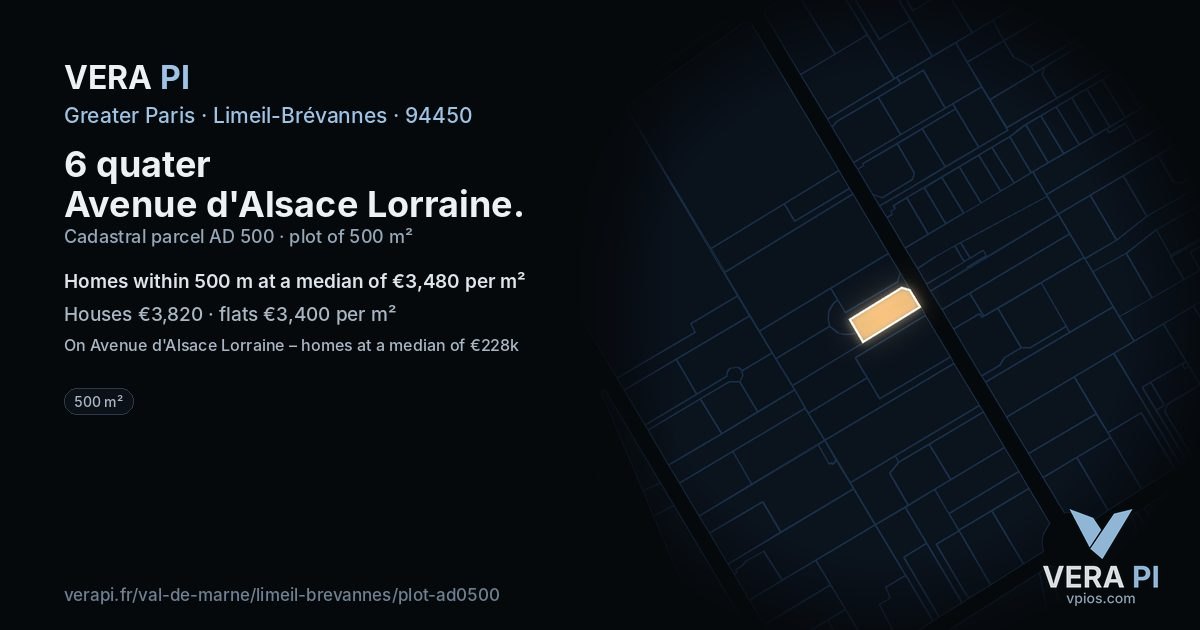 6 quater Avenue d'Alsace Lorraine, Limeil-Brévannes at night – the plot lit, the parcels around coloured by the prices near them