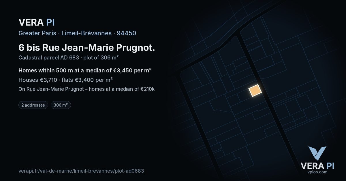 6 bis Rue Jean-Marie Prugnot, Limeil-Brévannes at night – the plot lit, the parcels around coloured by the prices near them