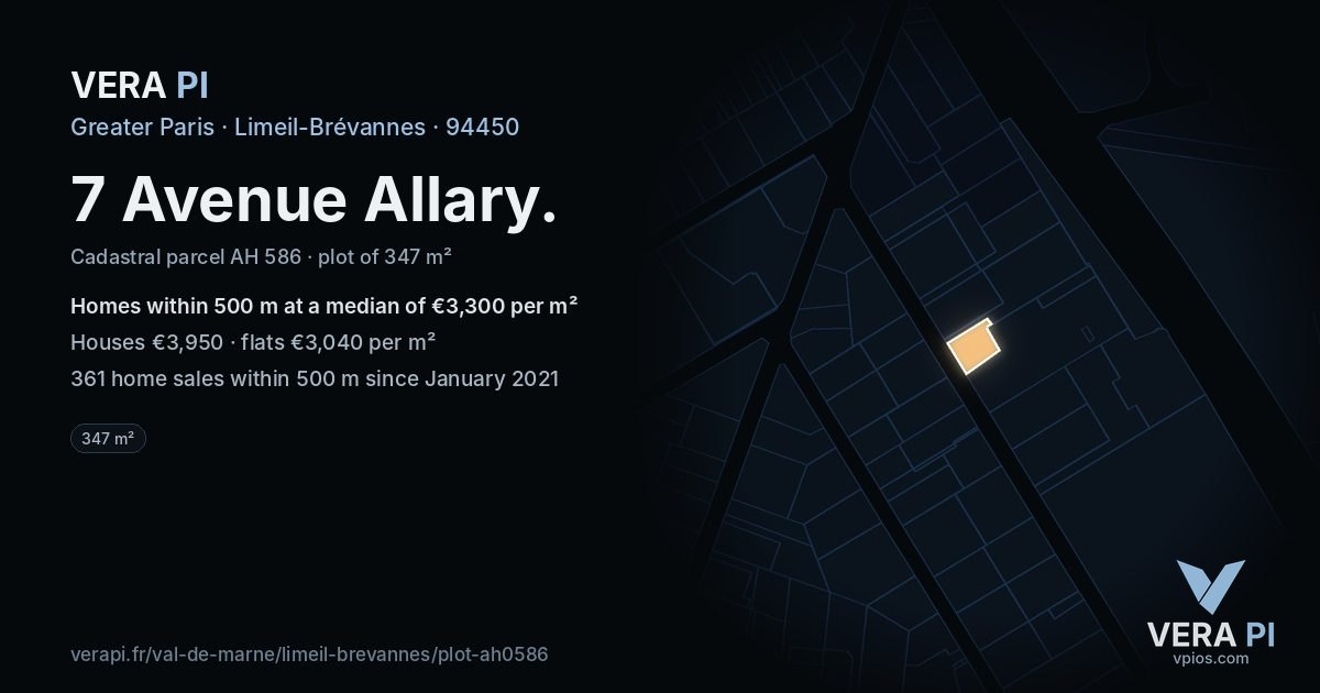 7 Avenue Allary, Limeil-Brévannes at night – the plot lit, the parcels around coloured by the prices near them