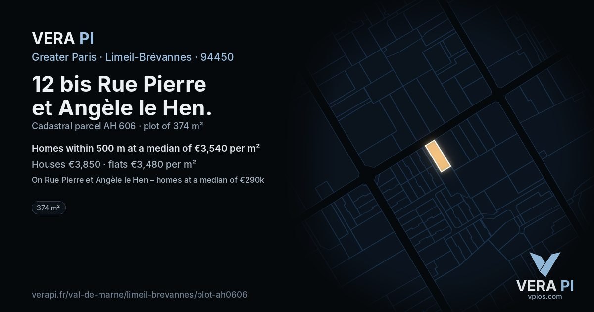 12 bis Rue Pierre et Angèle le Hen, Limeil-Brévannes at night – the plot lit, the parcels around coloured by the prices near them
