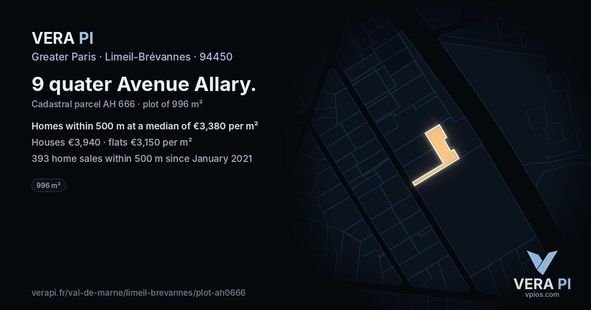 9 quater Avenue Allary, Limeil-Brévannes at night – the plot lit, the parcels around coloured by the prices near them