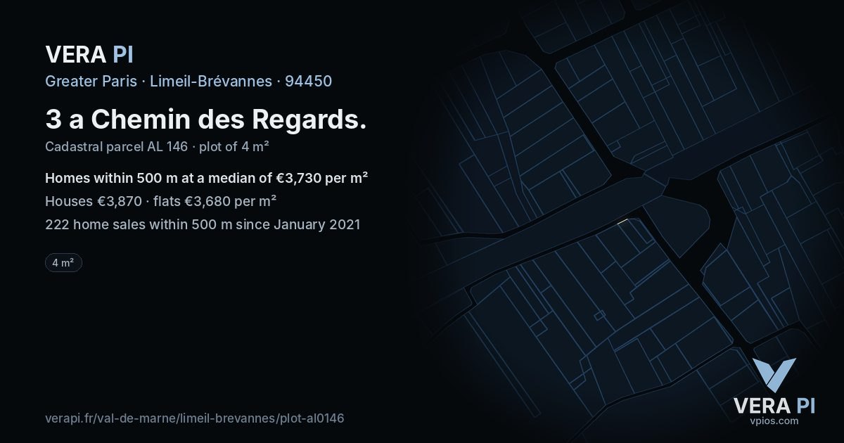 3 a Chemin des Regards, Limeil-Brévannes at night – the plot lit, the parcels around coloured by the prices near them