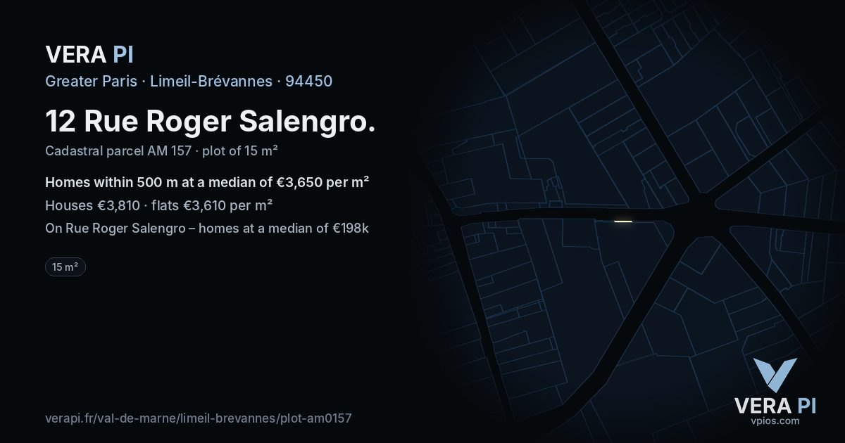 12 Rue Roger Salengro, Limeil-Brévannes at night – the plot lit, the parcels around coloured by the prices near them