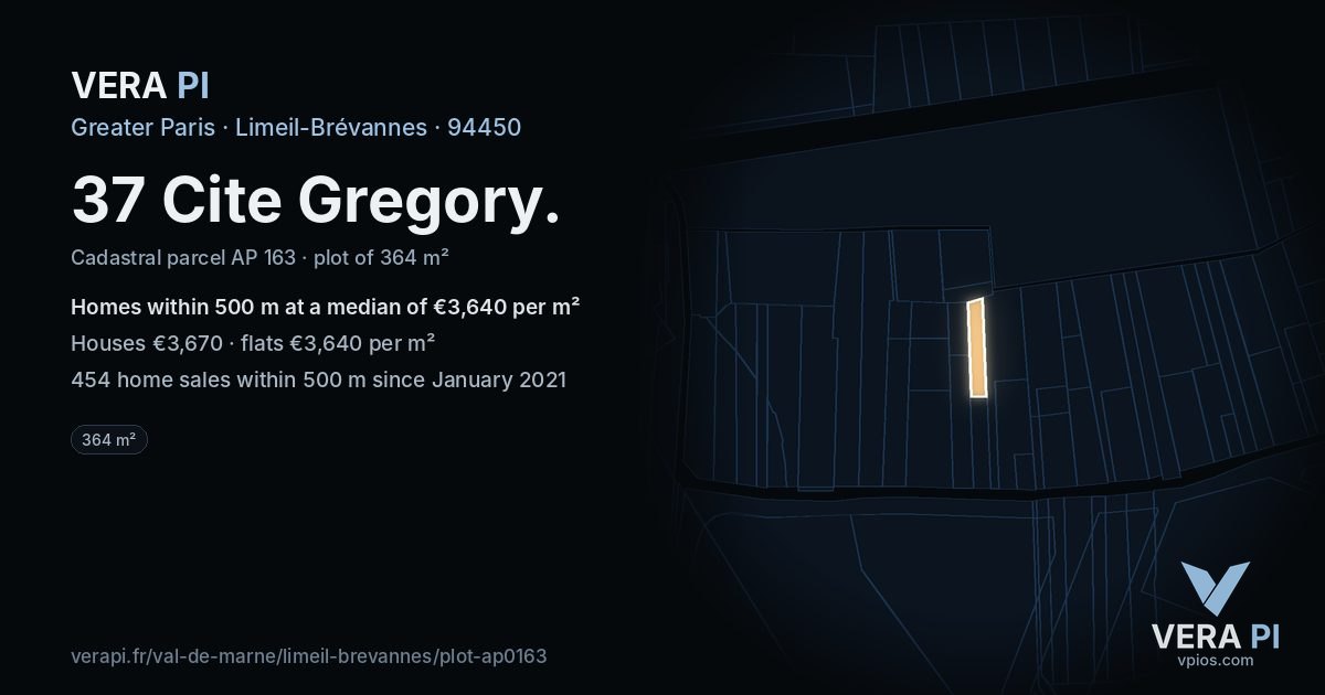 37 Cite Gregory, Limeil-Brévannes at night – the plot lit, the parcels around coloured by the prices near them