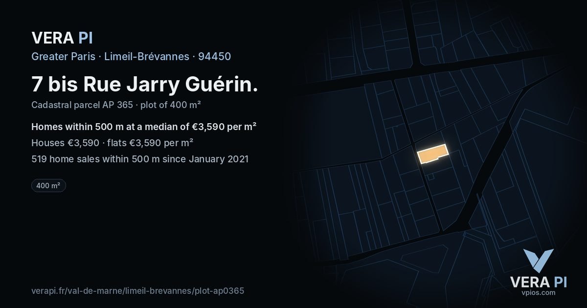 7 bis Rue Jarry Guérin, Limeil-Brévannes at night – the plot lit, the parcels around coloured by the prices near them