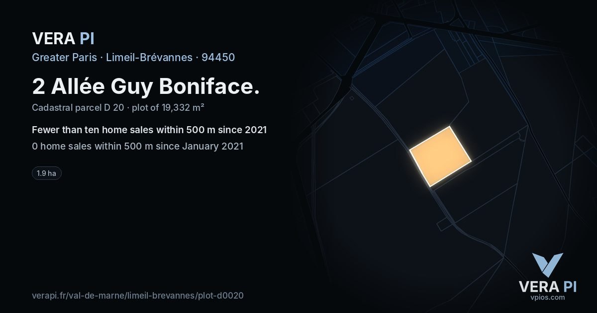 2 Allée Guy Boniface, Limeil-Brévannes at night – the plot lit, the parcels around coloured by the prices near them