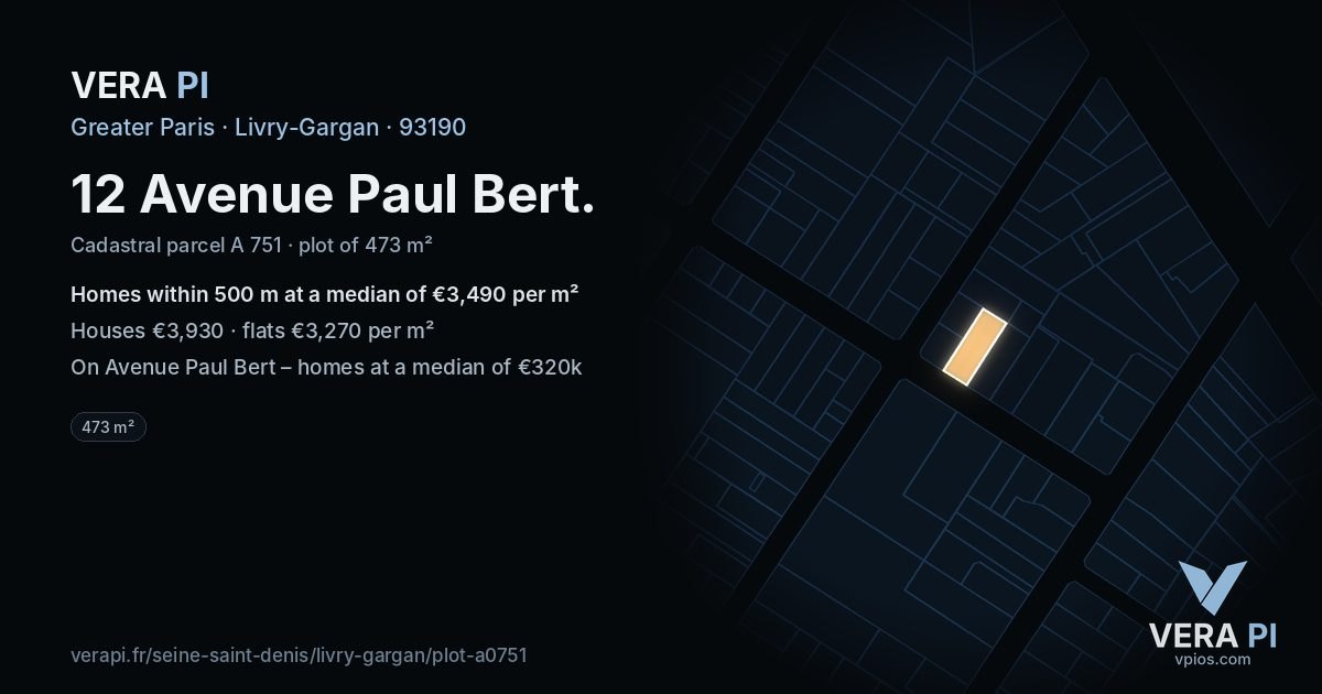 12 Avenue Paul Bert, Livry-Gargan at night – the plot lit, the parcels around coloured by the prices near them