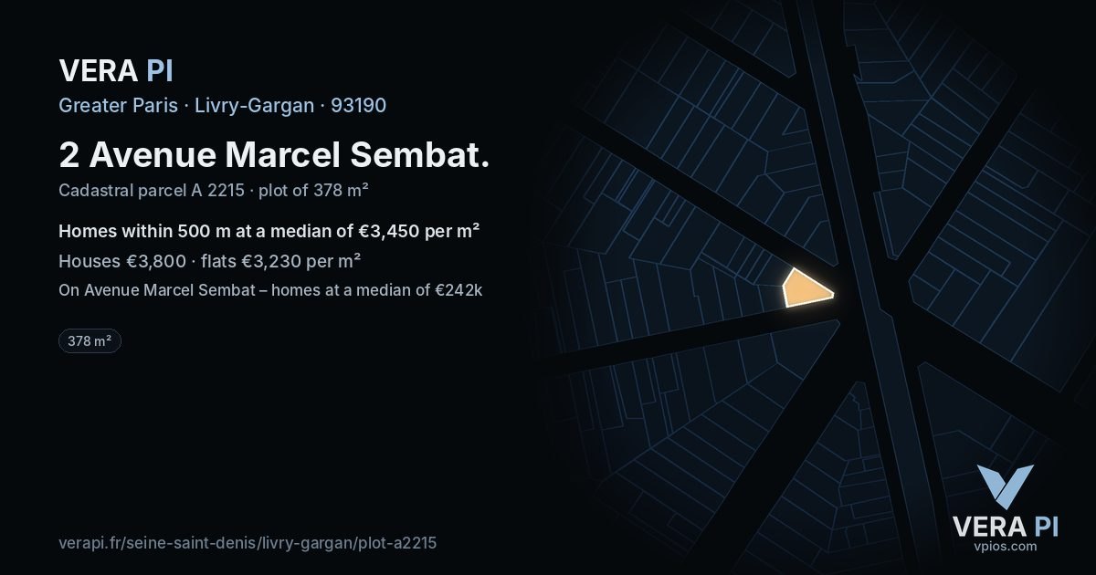 2 Avenue Marcel Sembat, Livry-Gargan at night – the plot lit, the parcels around coloured by the prices near them