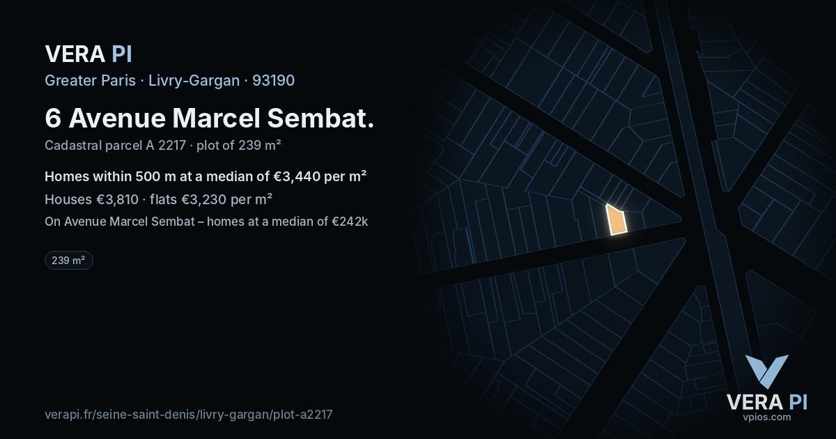 6 Avenue Marcel Sembat, Livry-Gargan at night – the plot lit, the parcels around coloured by the prices near them