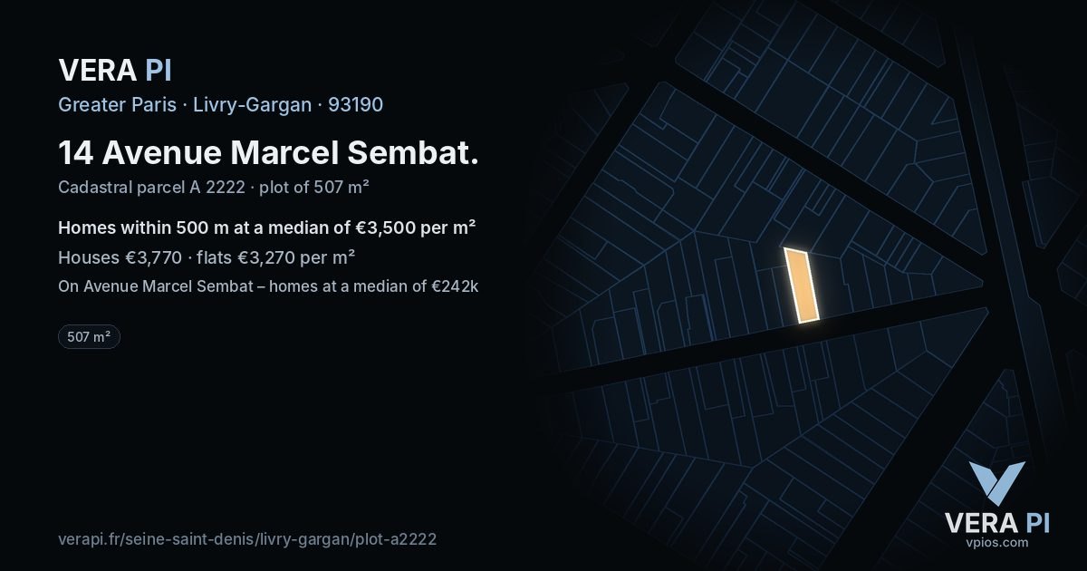 14 Avenue Marcel Sembat, Livry-Gargan at night – the plot lit, the parcels around coloured by the prices near them