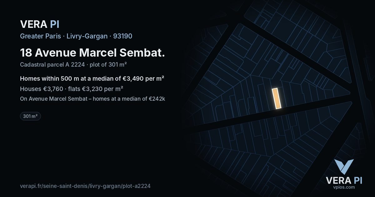 18 Avenue Marcel Sembat, Livry-Gargan at night – the plot lit, the parcels around coloured by the prices near them