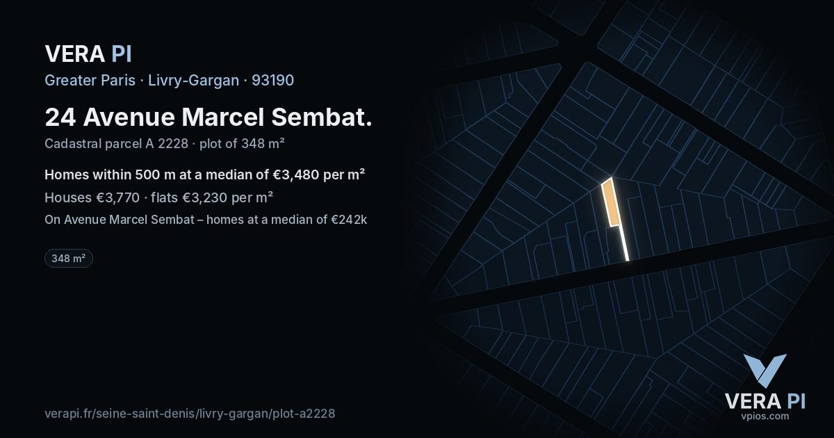24 Avenue Marcel Sembat, Livry-Gargan at night – the plot lit, the parcels around coloured by the prices near them