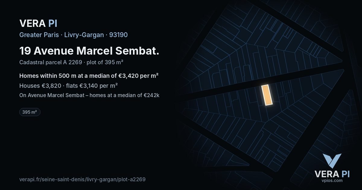 19 Avenue Marcel Sembat, Livry-Gargan at night – the plot lit, the parcels around coloured by the prices near them