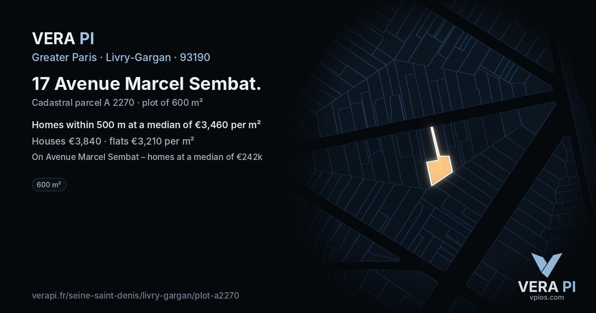 17 Avenue Marcel Sembat, Livry-Gargan at night – the plot lit, the parcels around coloured by the prices near them