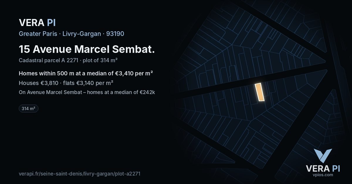 15 Avenue Marcel Sembat, Livry-Gargan at night – the plot lit, the parcels around coloured by the prices near them