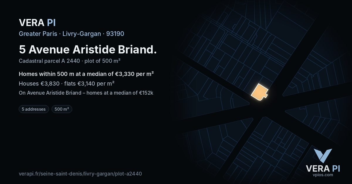 5 Avenue Aristide Briand, Livry-Gargan at night – the plot lit, the parcels around coloured by the prices near them