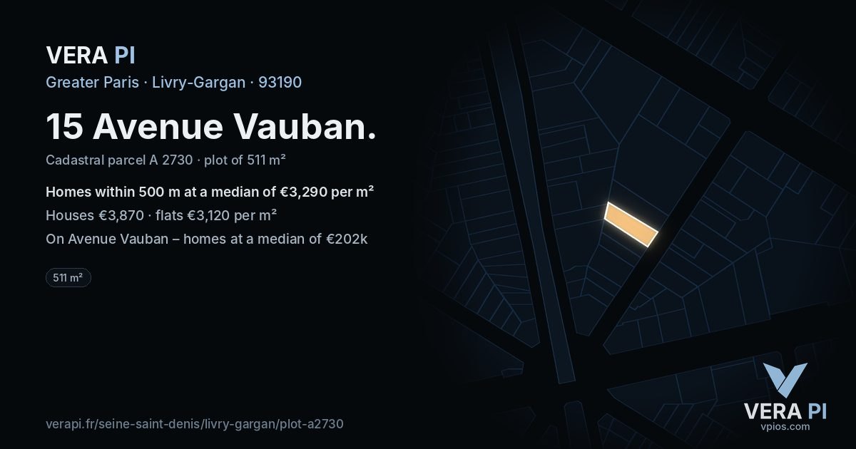 15 Avenue Vauban, Livry-Gargan at night – the plot lit, the parcels around coloured by the prices near them
