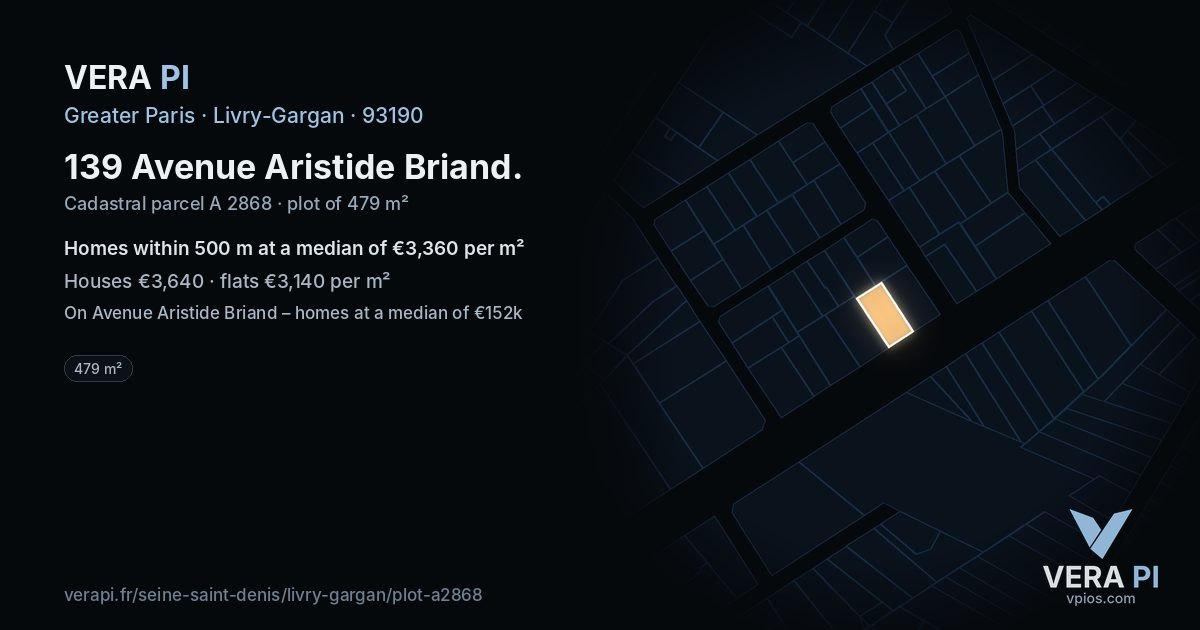 139 Avenue Aristide Briand, Livry-Gargan at night – the plot lit, the parcels around coloured by the prices near them