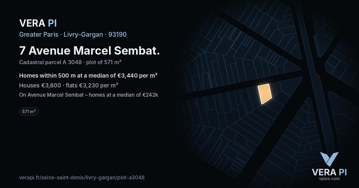 7 Avenue Marcel Sembat, Livry-Gargan at night – the plot lit, the parcels around coloured by the prices near them