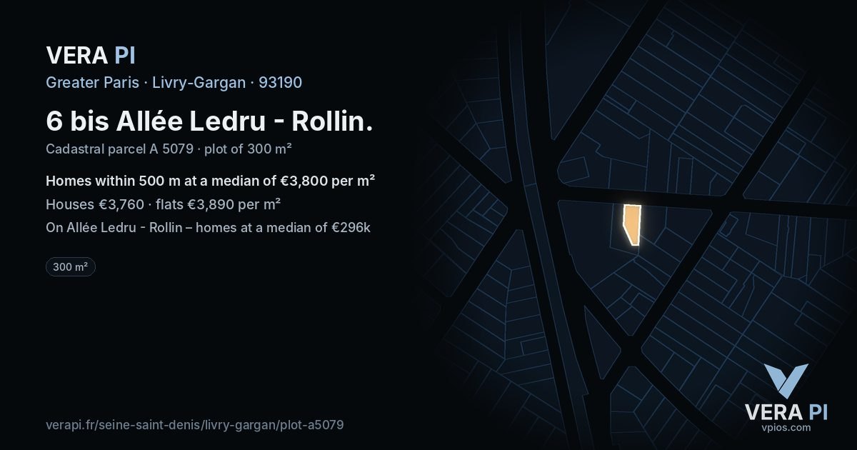 6 bis Allée Ledru - Rollin, Livry-Gargan at night – the plot lit, the parcels around coloured by the prices near them