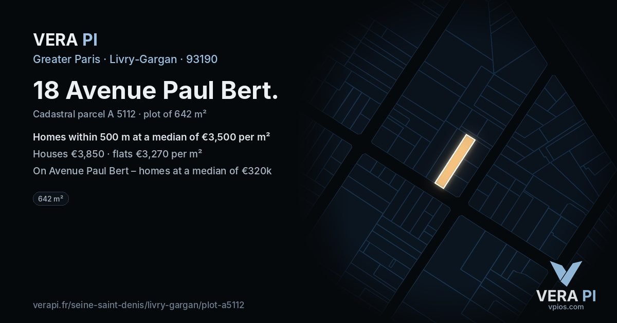 18 Avenue Paul Bert, Livry-Gargan at night – the plot lit, the parcels around coloured by the prices near them