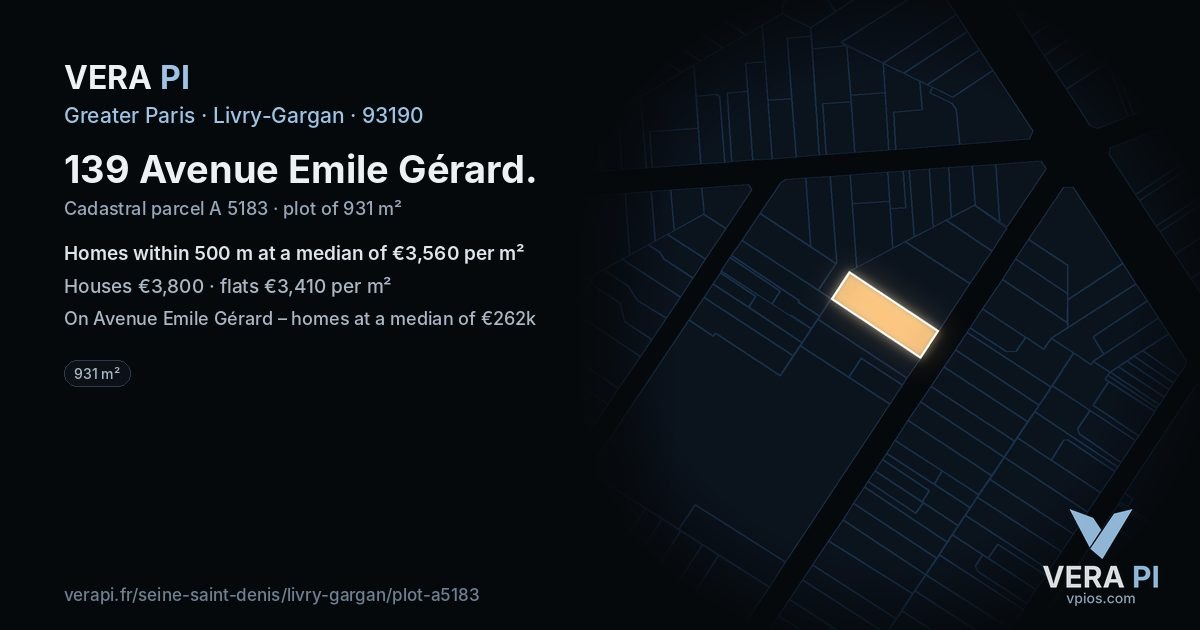 139 Avenue Emile Gérard, Livry-Gargan at night – the plot lit, the parcels around coloured by the prices near them