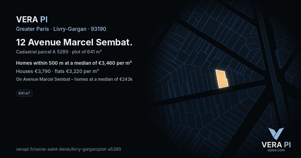 12 Avenue Marcel Sembat, Livry-Gargan at night – the plot lit, the parcels around coloured by the prices near them