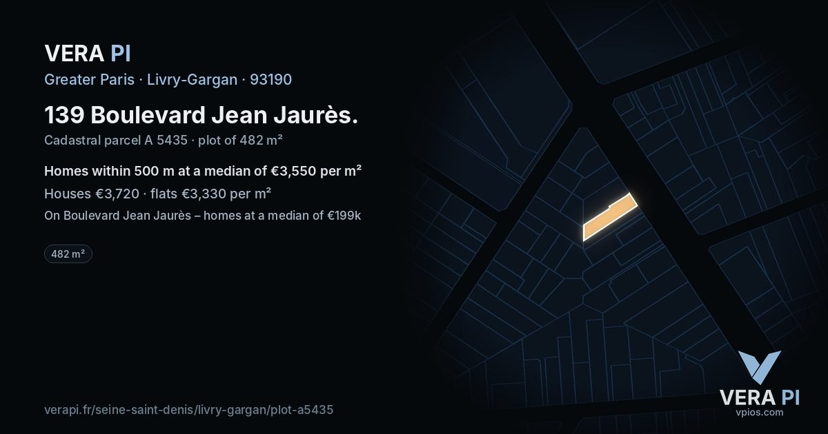 139 Boulevard Jean Jaurès, Livry-Gargan at night – the plot lit, the parcels around coloured by the prices near them