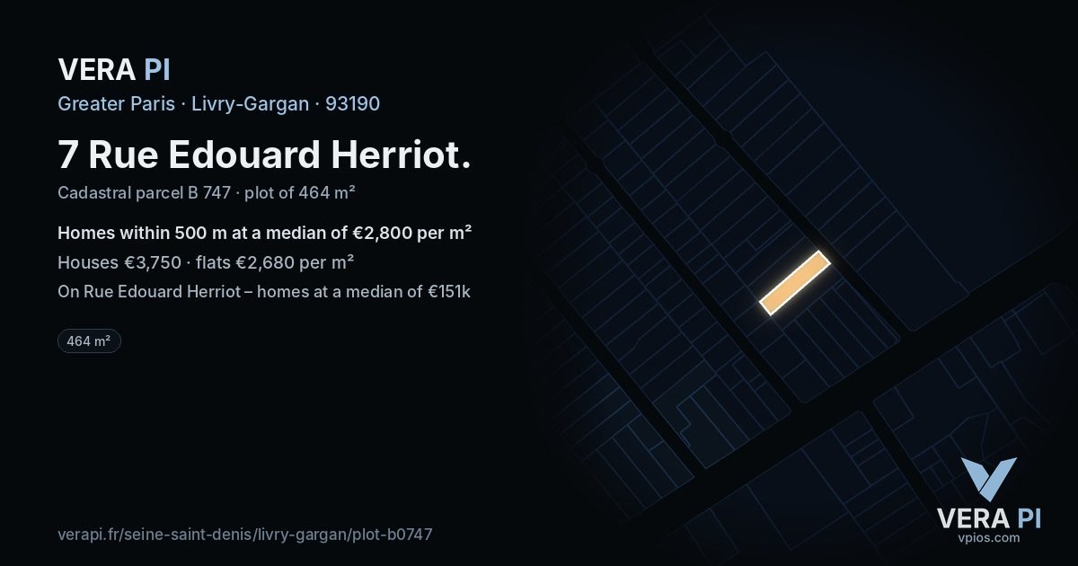 7 Rue Edouard Herriot, Livry-Gargan at night – the plot lit, the parcels around coloured by the prices near them
