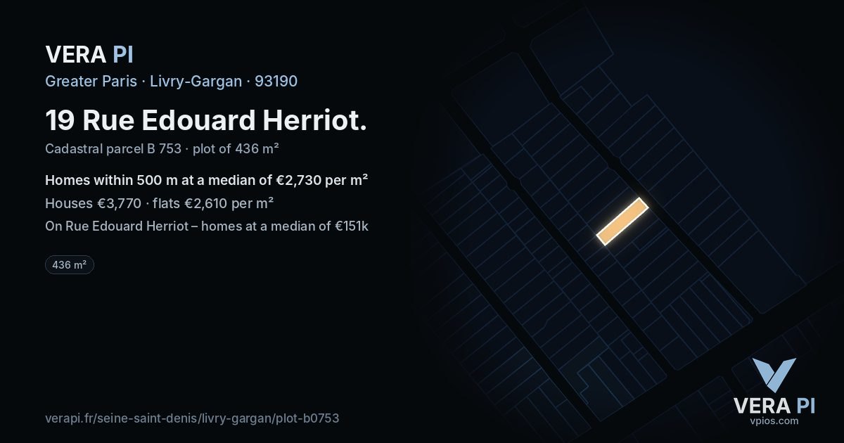 19 Rue Edouard Herriot, Livry-Gargan at night – the plot lit, the parcels around coloured by the prices near them