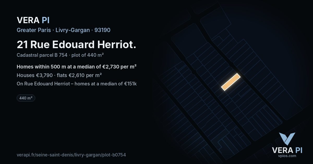 21 Rue Edouard Herriot, Livry-Gargan at night – the plot lit, the parcels around coloured by the prices near them