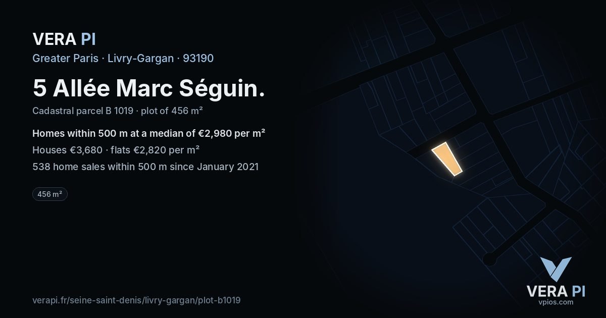 5 Allée Marc Séguin, Livry-Gargan at night – the plot lit, the parcels around coloured by the prices near them