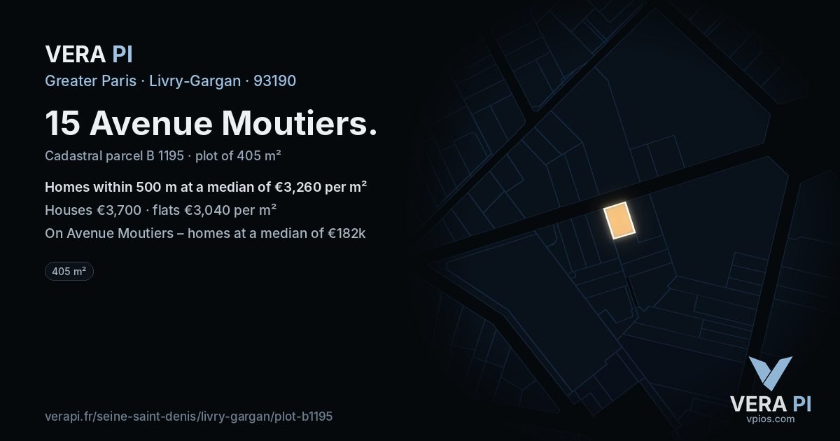 15 Avenue Moutiers, Livry-Gargan at night – the plot lit, the parcels around coloured by the prices near them