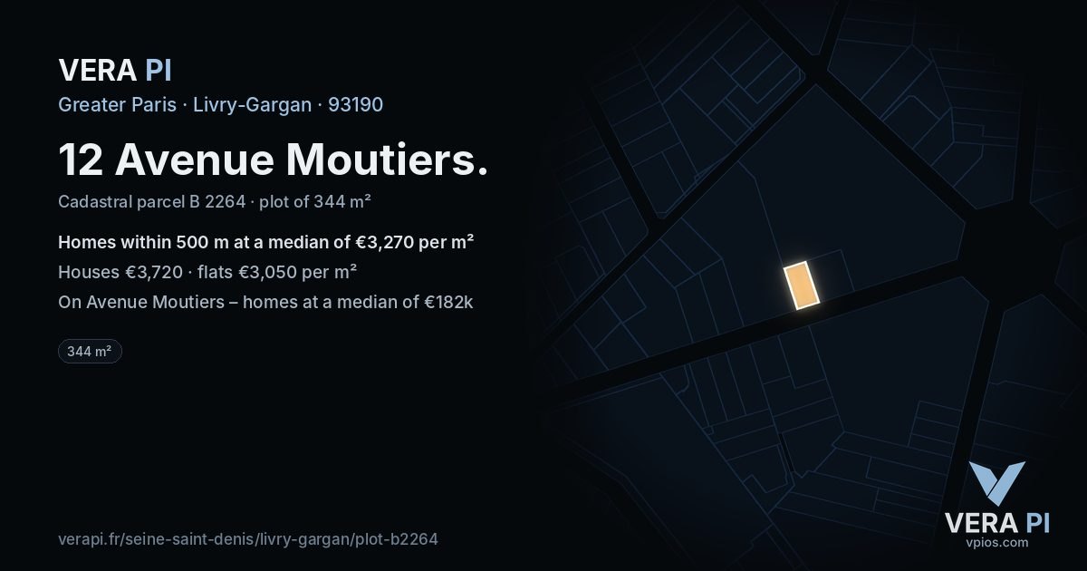 12 Avenue Moutiers, Livry-Gargan at night – the plot lit, the parcels around coloured by the prices near them